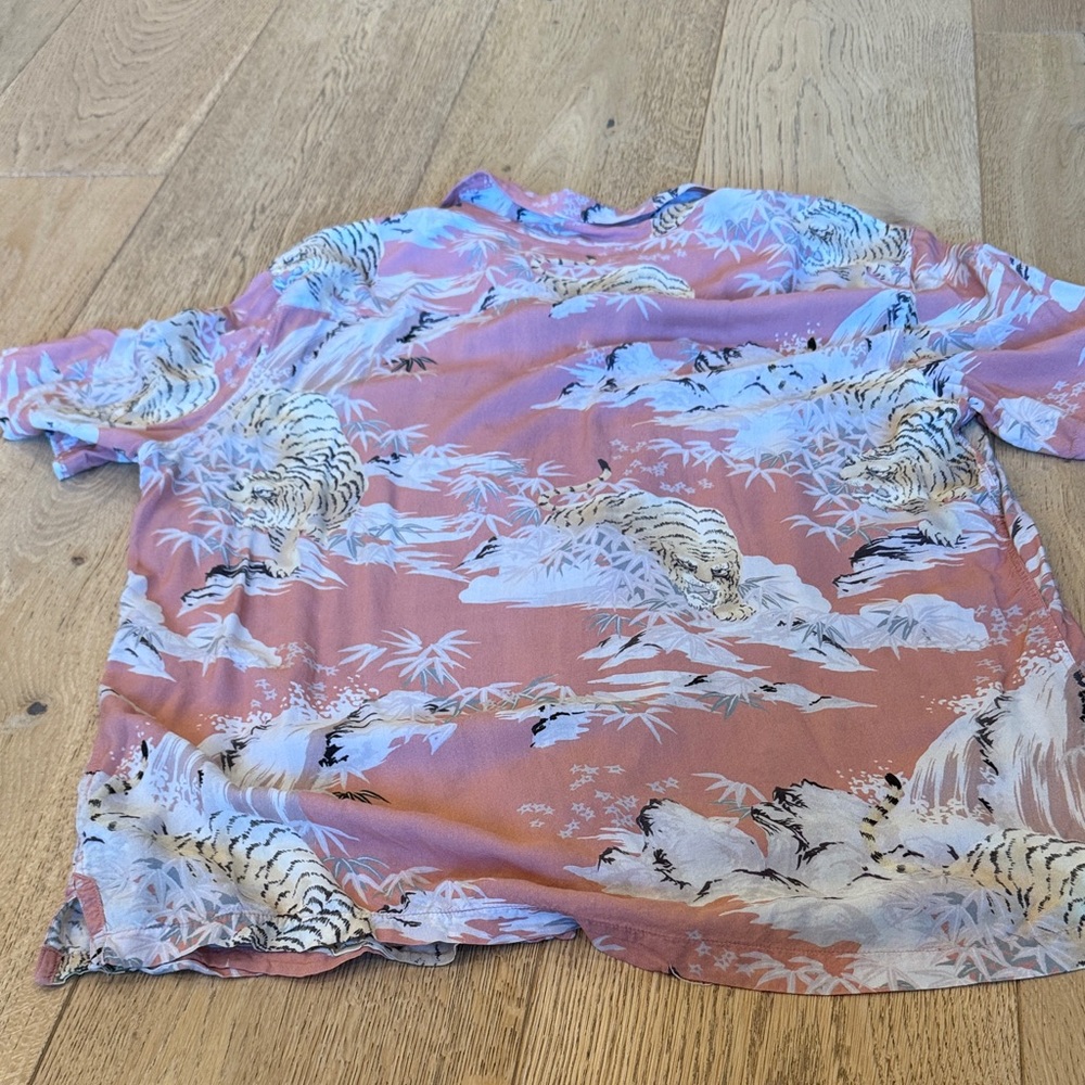 All Saints Pink Tiger Motif Camp Shirt - Picture 6 of 6